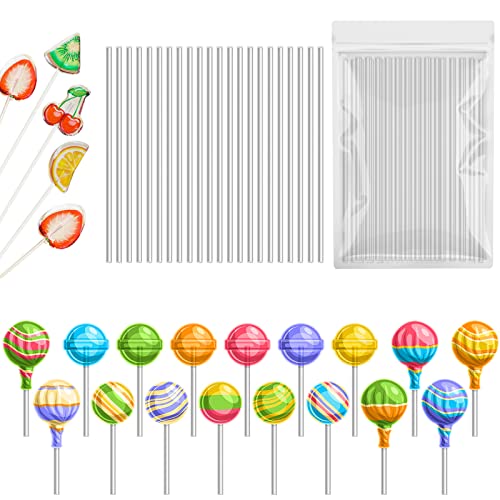 Jinsion 100 Sticks Cake Pop Stiele Acryl Cakepopstiel,100X3mm Wiederverwendbar Cake Pops Lolli Stiele Sticks Acryl Cake Topper für Lollies, Herstellung Kekse,Cupcake Toppers Dessert, Schokolade von Jinsion