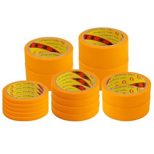 15 Rollen Goldband Klebeband Malerkrepp Selbstklebendes Fineline Tape,Orange Malerkrepp, 8-45 mm x 20m Kreppband Malerband,Abdeckband Maler,Abklebeband Lackieren für Malerarbeiten und Dekoration von Jinsion