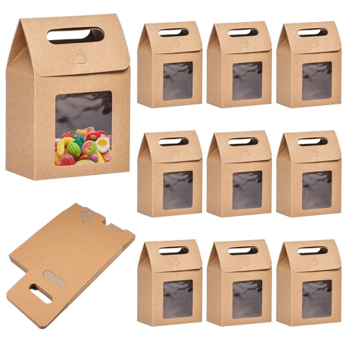 20 Stück Geschenktüte mit Fenster, Papiertüten mit Sichtfenster, Geschenktüten mit Sichtfenster, Verpackung Papiertüten mit Fenster, Blockbodenbeutel mit Sichtfenster für Süßigkeiten, Hochzeit, DIY von Jinsion