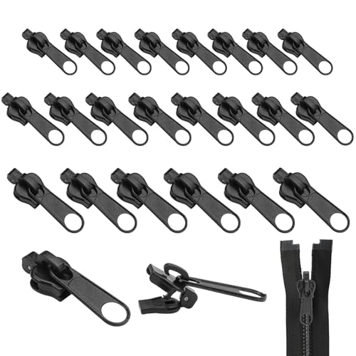 24 Stück Reissverschluss Zipper Ersatz,3 Größen Universal Reißverschluss Schieber,Reißverschluss Reparatur Zipper Puller,Abnehmbarer Reißverschluss Zipper Schwarz für Jacken,Jeans,Koffer,Rucksäcke von Jinsion