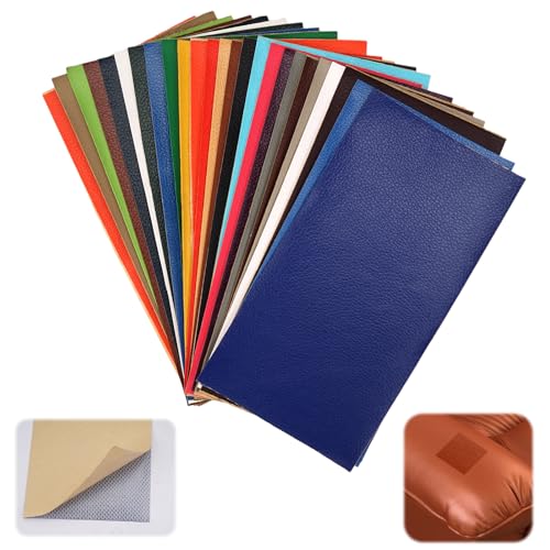 25 Stück Lederflicken Selbstklebend,10 x 20 cm Leder Patch Kit Selbstklebende Lederflicken,Leder Reparatur Flicken,Leder Reparatur Patch,25 Farben Kunstleder zum Kleben für Sofa, Autositze, Taschen von Jinsion