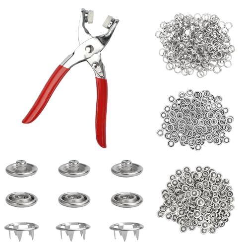 250 Sets Druckknopf Set Jersey Druckknöpfe Metall Mit Zange,9.5 mm Druckknöpfe Ohne Nähen,Feste Knöpfe Werkzeug,Druckknopfzange für DIY Basteln Kinderbekleidung,Kleidung Taschen,Handgemaakt von Jinsion