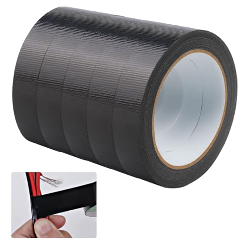 5 Rollen Gaffer Tape Schwarz,20 mm × 20 m Schwarzes Klebeband Wasserfest,Schwarzes Panzertape Wasserfest,Gewebeverstärktes Duct Tape,Gewebeklebeband Schwarz zum Reparieren, Befestigen, Bündeln von Jinsion