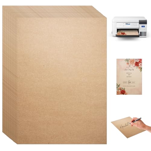 50 Stücke A4 Kraftpapier Karten, 21x29.7CM Braunes Papier A4, 200g/m² Tonpapier Braun, Braunes Papier Kraftpapier A4, A4 Brauner Karton, zum Bemalen, Bedrucken, Einladungen, Bastelarbeiten, DIY Karten von Jinsion