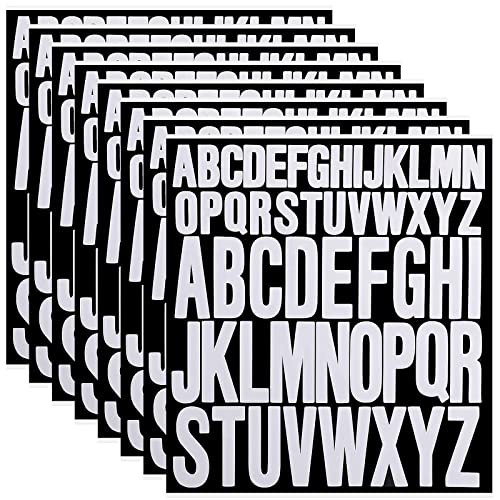 8 Blätter 416 Stück Selbstklebende Buchstaben Klebebuchstaben Wetterfest Vinyl Aufkleber Buchstaben Weiß Klebebuchstaben Groß für Schild, Geschäft, Adressnummer DIY Buchstabe Etiketten(1 Zoll,2 Zoll) von Jinsion