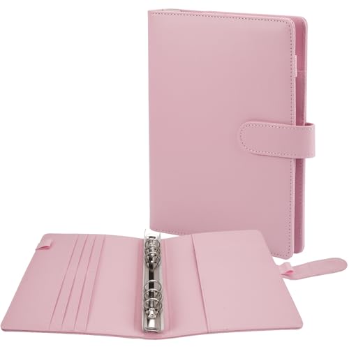 A5 Binder PU Leder Notizbuch Binder A5 Budget Binder A5 Ringbuch Nachfüllbar Lnnenpapier 6 Loch Organizer A5 für A5 Füllpapier, für Schule Büro Und Reisearbeit (Rosa, Lnnenpapier Nicht Enthalten) von Jinsion