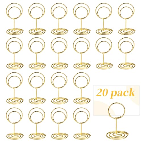 Jinsion 20 Stück Tischkartenhalter Gold,Menükartenhalter Gold,Gold Metall Hochzeit Tischkartenhalter,Kartenhalter Tisch,Fotohalter Gold,Tischnummern Halter Gold für Hochzeiten Party Restaurant Tisch von Jinsion