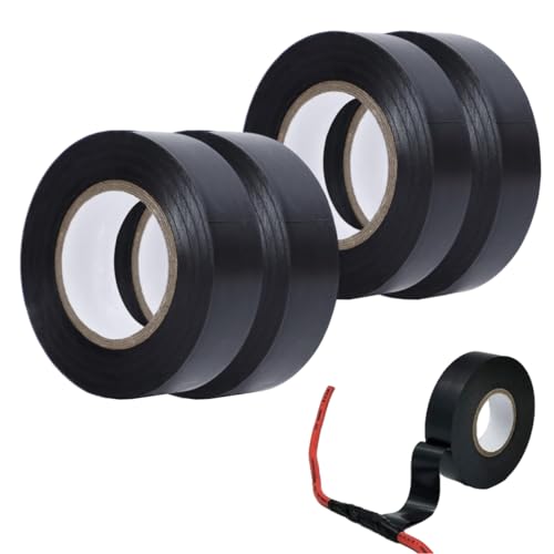 4 Stück SelbstverschweißEndes Isolierband, Kabelbaum Klebeband, Isolierband Wasserdicht, Hitzebeständig Electrical Tape, Isolierband Schwarz für Reparaturen und Isolierung, 18mm x 20m/16mm x 15m von Jinsion