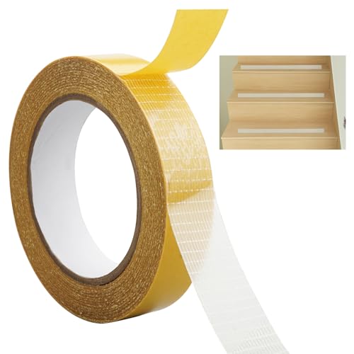 Teppichklebeband Doppelseitig, 20 m x 25 mm Teppichklebeband Extra Stark, Hohe Haftkraft Teppich Klebeband, Doppelseitiges Gewebeband ohne Rückstände für Verlegen von Teppich,Bodenbeläge,PVC-Belag von Jinsion