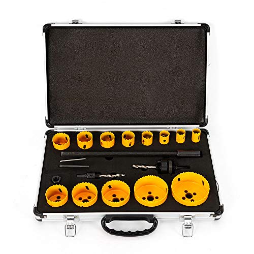 Lochsäge Set Satz HSS Bi-Metall Dosenbohrer Bohrkronen Koffer Ø19-76mm 17tlg für Holz, Metall von Jintaihua