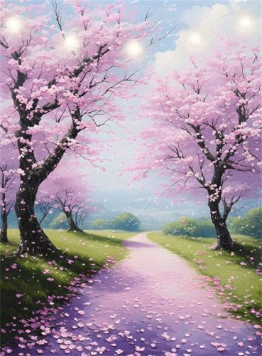 Diamond Painting Erwachsene, Diamond Painting Kirschblüten Diamant Paintings Bilder Landschaft Daiments Paintings Kinder, DIY 5D Mosaik Bastelset Erwachsene, fur Aesthetic Room Decor 70x100cm JI-671 von Jinycoon