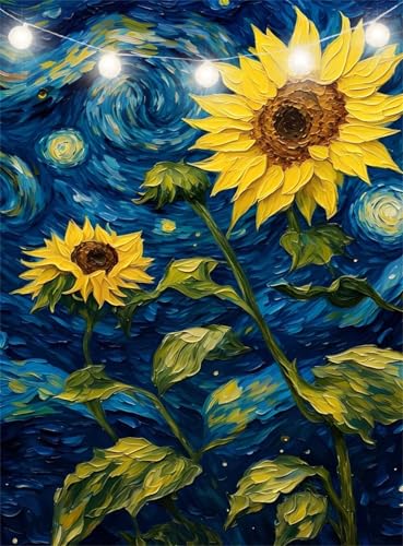 Diamond Painting Erwachsene, Diamond Painting Sternenhimmel Diamant Paintings Bilder Sonnenblume Daiments Paintings Kinder, DIY Mosaik Bastelset Erwachsene, fur Aesthetic Room Decor 100x130cm JI-653 von Jinycoon