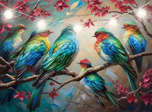 Diamond Painting Erwachsene, Diamond Painting Vogel Diamant Paintings Bilder Ahorn Daiments Paintings Kinder, DIY Mosaik Bastelset Erwachsene Cross Stickerei, fur Aesthetic Room Decor 90x120cm JI-499 von Jinycoon