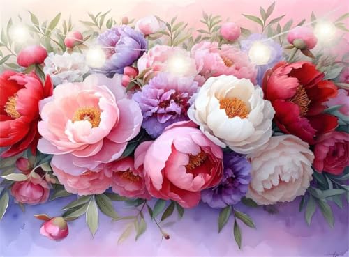 Diamond Painting Kinder Pfingstrose, Diamant Painting Bilder Blume Diamond Paintings Set, Daiments Paintings Erwachsene, DIY Crystal Art Pictures Embroidery Cross Stitch, Home Decor 100x130cm JI-494 von Jinycoon