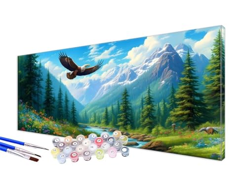 Malen Nach Zahlen Adler Malen Nach Zahlen Erwachsene Groß XXL 80x160cm, DIY Handgemalt Ölgemälde Bastelset Kit für Anfänger mit 3 Feinen Pinseln und Acrylfarbe, Zimmer Deko, Ohne Rahmen, Tier JC-360 von Jinycoon