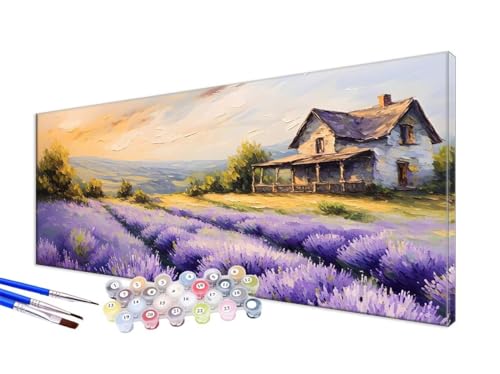 Malen Nach Zahlen Anlage Malen Nach Zahlen Erwachsene Groß XXL 70x140cm,DIY Handgemalt Ölgemälde Bastelset Kit für Anfänger mit 3 Feinen Pinseln und Acrylfarbe,Zimmer Deko,Ohne Rahmen,Lavendel JC-512 von Jinycoon