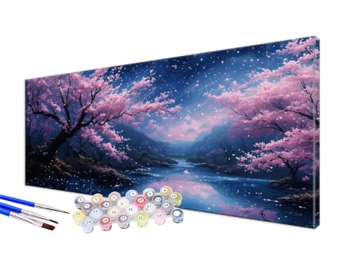 Malen Nach Zahlen Anlage Malen Nach Zahlen Erwachsene XXL 100x200cm,DIY Handgemalt Ölgemälde Bastelset Kit für Anfänger mit 3 Feinen Pinseln und Acrylfarbe,Zimmer Deko,Ohne Rahmen,Blütenblatt JC-662 von Jinycoon