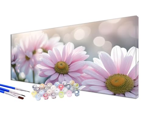 Malen Nach Zahlen Blume Malen Nach Zahlen Erwachsene XXL 20x40cm,DIY Handgemalt Ölgemälde Bastelset Kit für Anfänger mit 3 Feinen Pinseln und Acrylfarbe,Zimmer Deko,Ohne Rahmen,Chrysantheme (1) JC-656 von Jinycoon