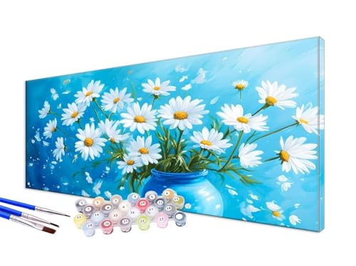 Malen Nach Zahlen Blume Malen Nach Zahlen Erwachsene XXL 80x160cm,DIY Handgemalt Ölgemälde Bastelset Kit für Anfänger mit 3 Feinen Pinseln und Acrylfarbe,Zimmer Deko,Ohne Rahmen,Gänseblümchen JC-324 von Jinycoon