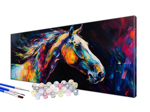 Malen Nach Zahlen Bunt Malen Nach Zahlen Erwachsene Groß XXL 100x220cm, DIY Handgemalt Ölgemälde Bastelset Kit für Anfänger mit 3 Feinen Pinseln und Acrylfarbe, Zimmer Deko, Ohne Rahmen, Pferd JC-560 von Jinycoon