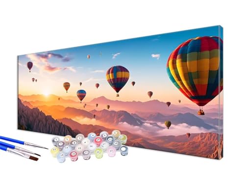 Malen Nach Zahlen Bunt Malen Nach Zahlen Erwachsene Groß XXL 50x100cm, DIY Handgemalt Ölgemälde Bastelset Kit für Anfänger mit 3 Feinen Pinseln und Acrylfarbe, Zimmer Deko, Ohne Rahmen, Ballon JC-642 von Jinycoon