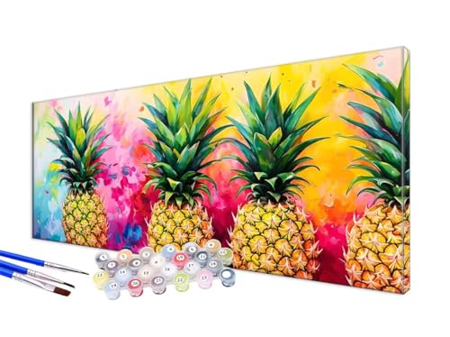 Malen Nach Zahlen Erwachsene Anlage Malen Nach Zahlen Ananas DIY Handgemalt Ölgemälde Kit Paint by Numbers Bastelset mit 3 - Pinseln und Acrylfarbe,Deko Wohnzimmer,Geschenk,Ohne Rahmen 30x60cm JC-635 von Jinycoon