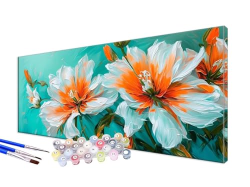 Malen Nach Zahlen Erwachsene Anlage Malen Nach Zahlen Blume DIY Handgemalt Ölgemälde Kit Paint by Numbers Bastelset mit 3 - Pinseln und Acrylfarbe, Deko Wohnzimmer, Geschenk, Ohne Rahmen 20x40cm JC-25 von Jinycoon