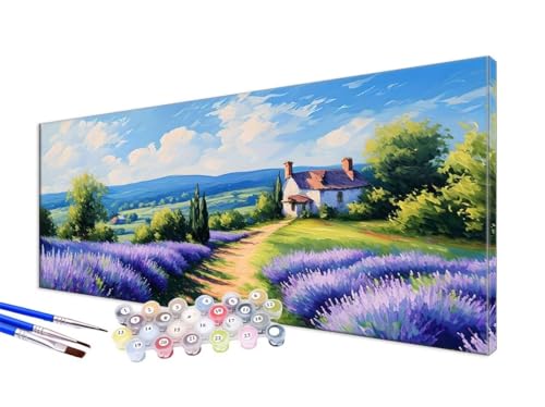 Malen Nach Zahlen Erwachsene Anlage Malen Nach Zahlen Lavendel DIY Handgemalt Ölgemälde Kit Paint by Numbers Bastelset mit 3 - Pinseln und Acrylfarbe, Deko Wohnzimmer, Ohne Rahmen 60x120cm JC-573 von Jinycoon