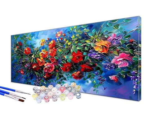 Malen Nach Zahlen Erwachsene Blume Malen Nach Zahlen Bunt DIY Handgemalt Ölgemälde Kit Paint by Numbers Bastelset mit 3 - Pinseln und Acrylfarbe, Deko Wohnzimmer, Geschenk, Ohne Rahmen 100x200cm JC-5 von Jinycoon