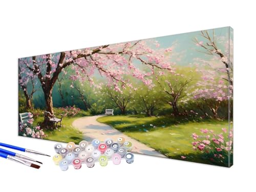 Malen Nach Zahlen Erwachsene Garten Malen Nach Zahlen Baum DIY Handgemalt Ölgemälde Kit Paint by Numbers Bastelset mit 3 - Pinseln und Acrylfarbe, Deko Wohnzimmer, Geschenk, Ohne Rahmen 30x60cm JC-33 von Jinycoon