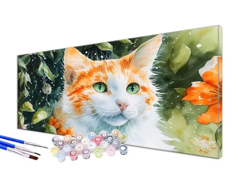 Malen Nach Zahlen Erwachsene Katze Malen Nach Zahlen Anlage DIY Handgemalt Ölgemälde Kit Paint by Numbers Bastelset mit 3 - Pinseln und Acrylfarbe,Deko Wohnzimmer,Geschenk,Ohne Rahmen 90x180cm JC-547 von Jinycoon