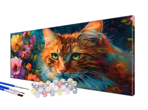 Malen Nach Zahlen Erwachsene Katze Malen Nach Zahlen Gänseblümchen DIY Handgemalt Ölgemälde Kit Paint by Numbers Bastelset mit 3 - Pinseln und Acrylfarbe,Deko Wohnzimmer,Ohne Rahmen 90x180cm JC-291 von Jinycoon