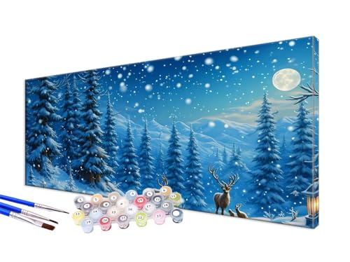 Malen Nach Zahlen Erwachsene Landschaft Malen Nach Zahlen Reh DIY Handgemalt Ölgemälde Kit Paint by Numbers Bastelset mit Pinseln und Acrylfarbe,Deko Wohnzimmer,Geschenk,Ohne Rahmen 50x100cm JC-617 von Jinycoon