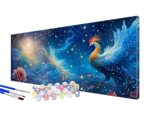 Malen Nach Zahlen Erwachsene Phönix Malen Nach Zahlen Rose DIY Handgemalt Ölgemälde Kit Paint by Numbers Bastelset mit 3 - Pinseln und Acrylfarbe,Deko Wohnzimmer,Geschenk,Ohne Rahmen 90x180cm JC-647 von Jinycoon