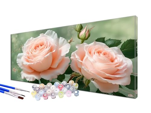 Malen Nach Zahlen Erwachsene Rose Malen Nach Zahlen Blatt DIY Handgemalt Ölgemälde Kit Paint by Numbers Bastelset mit 3 - Pinseln und Acrylfarbe, Deko Wohnzimmer, Geschenk, Ohne Rahmen 20x40cm JC-571 von Jinycoon