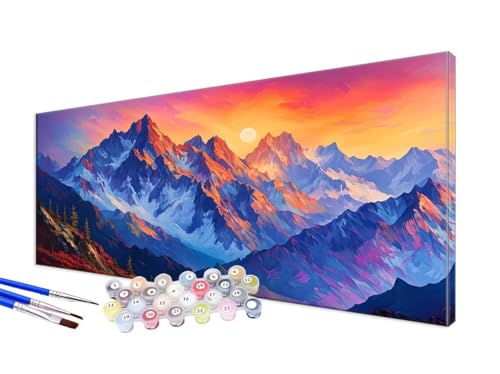 Malen Nach Zahlen Erwachsene Sonnenaufgang Malen Nach Zahlen Berg DIY Handgemalt Ölgemälde Kit Paint by Numbers Bastelset mit 3 - Pinseln und Acrylfarbe,Deko Wohnzimmer,Ohne Rahmen 100x220cm JC-29 von Jinycoon