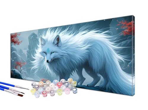 Malen Nach Zahlen Erwachsene Tier Malen Nach Zahlen Fuchs DIY Handgemalt Ölgemälde Kit Paint by Numbers Bastelset mit 3 - Pinseln und Acrylfarbe, Deko Wohnzimmer, Geschenk, Ohne Rahmen 70x140cm JC-649 von Jinycoon