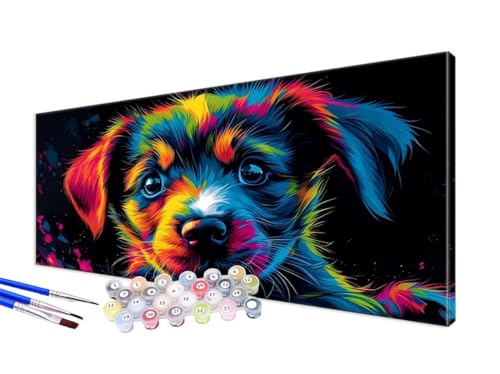 Malen Nach Zahlen Erwachsene Tier Malen Nach Zahlen Hund DIY Handgemalt Ölgemälde Kit Paint by Numbers Bastelset mit 3 - Pinseln und Acrylfarbe, Deko Wohnzimmer, Geschenk, Ohne Rahmen 100x200cm JC-279 von Jinycoon