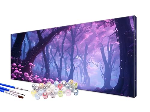 Malen Nach Zahlen Erwachsene Wald Malen Nach Zahlen Pilz DIY Handgemalt Ölgemälde Kit Paint by Numbers Bastelset mit 3 - Pinseln und Acrylfarbe, Deko Wohnzimmer, Geschenk, Ohne Rahmen 100x200cm JC-791 von Jinycoon