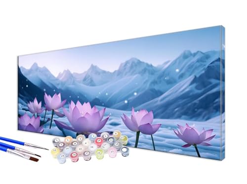 Malen Nach Zahlen Erwachsene Winter Malen Nach Zahlen Blume DIY Handgemalt Ölgemälde Kit Paint by Numbers Bastelset mit 3 - Pinseln und Acrylfarbe,Deko Wohnzimmer,Geschenk,Ohne Rahmen 100x200cm JC-665 von Jinycoon