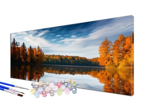 Malen Nach Zahlen Herbst Malen Nach Zahlen Erwachsene100x200cm,DIY Handgemalt Ölgemälde Bastelset Kit für Anfänger mit 3 Feinen Pinseln und Acrylfarbe,Zimmer Deko,Ohne Rahmen,Landschaft (1) JC-804 von Jinycoon