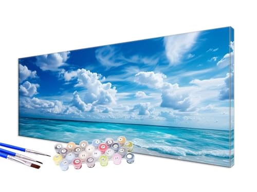 Malen Nach Zahlen Himmel Malen Nach Zahlen Erwachsene Groß XXL 100x200cm,DIY Handgemalt Ölgemälde Bastelset Kit für Anfänger mit 3 Feinen Pinseln und Acrylfarbe,Zimmer Deko,Ohne Rahmen,Wolken JC-782 von Jinycoon