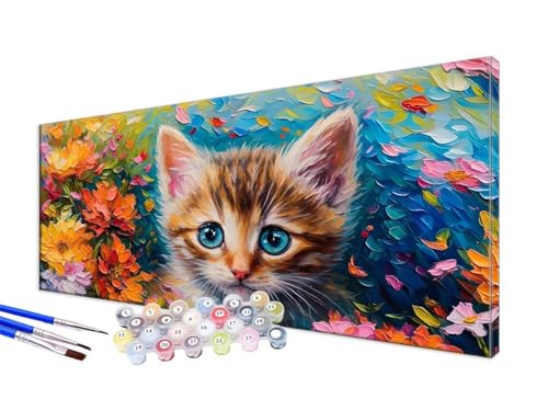 Malen Nach Zahlen Katze Malen Nach Zahlen Erwachsene Groß XXL 80x160cm, DIY Handgemalt Ölgemälde Bastelset Kit für Anfänger mit 3 Feinen Pinseln und Acrylfarbe, Zimmer Deko, Ohne Rahmen, Tier JC-100 von Jinycoon