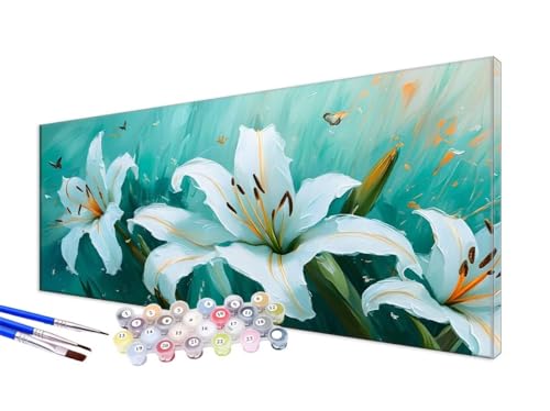 Malen Nach Zahlen Lilie Malen Nach Zahlen Erwachsene XXL 100x200cm,DIY Handgemalt Ölgemälde Bastelset Kit für Anfänger mit 3 Feinen Pinseln und Acrylfarbe,Zimmer Deko,Ohne Rahmen,Pflanzen (1) JC-564 von Jinycoon