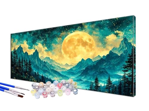 Malen Nach Zahlen Mond Malen Nach Zahlen Erwachsene Groß XXL 100x220cm, DIY Handgemalt Ölgemälde Bastelset Kit für Anfänger mit 3 Feinen Pinseln und Acrylfarbe, Zimmer Deko, Ohne Rahmen, Berg JC-70 von Jinycoon