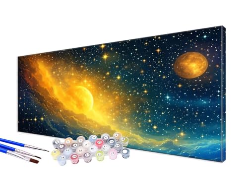 Malen Nach Zahlen Planet Malen Nach Zahlen Erwachsene Groß XXL 90x180cm, DIY Handgemalt Ölgemälde Bastelset Kit für Anfänger mit 3 Feinen Pinseln und Acrylfarbe, Zimmer Deko, Ohne Rahmen, Mond JC-268 von Jinycoon