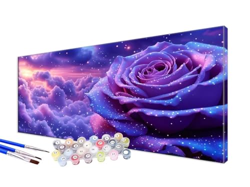 Malen Nach Zahlen Rose Malen Nach Zahlen Erwachsene Groß XXL 100x200cm, DIY Handgemalt Ölgemälde Bastelset Kit für Anfänger mit 3 Feinen Pinseln und Acrylfarbe, Zimmer Deko, Ohne Rahmen, Wolken JC-24 von Jinycoon