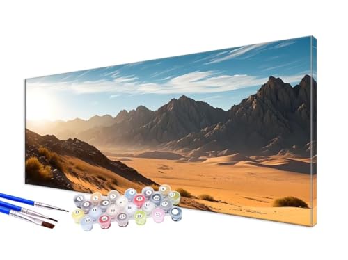 Malen Nach Zahlen Sonnenaufgang Malen Nach Zahlen Erwachsene XXL 100x200cm,DIY Handgemalt Ölgemälde Bastelset Kit für Anfänger mit 3 Feinen Pinseln und Acrylfarbe,Zimmer Deko,Ohne Rahmen,Wüste JC-572 von Jinycoon