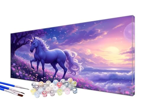 Malen Nach Zahlen Tier Malen Nach Zahlen Erwachsene Groß XXL 100x200cm, DIY Handgemalt Ölgemälde Bastelset Kit für Anfänger mit 3 Feinen Pinseln und Acrylfarbe, Zimmer Deko, Ohne Rahmen, Einhorn JC-20 von Jinycoon