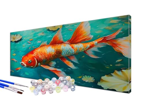 Malen Nach Zahlen Tier Malen Nach Zahlen Erwachsene Groß XXL 100x200cm, DIY Handgemalt Ölgemälde Bastelset Kit für Anfänger mit 3 Feinen Pinseln und Acrylfarbe, Zimmer Deko, Ohne Rahmen, Fisch JC-290 von Jinycoon